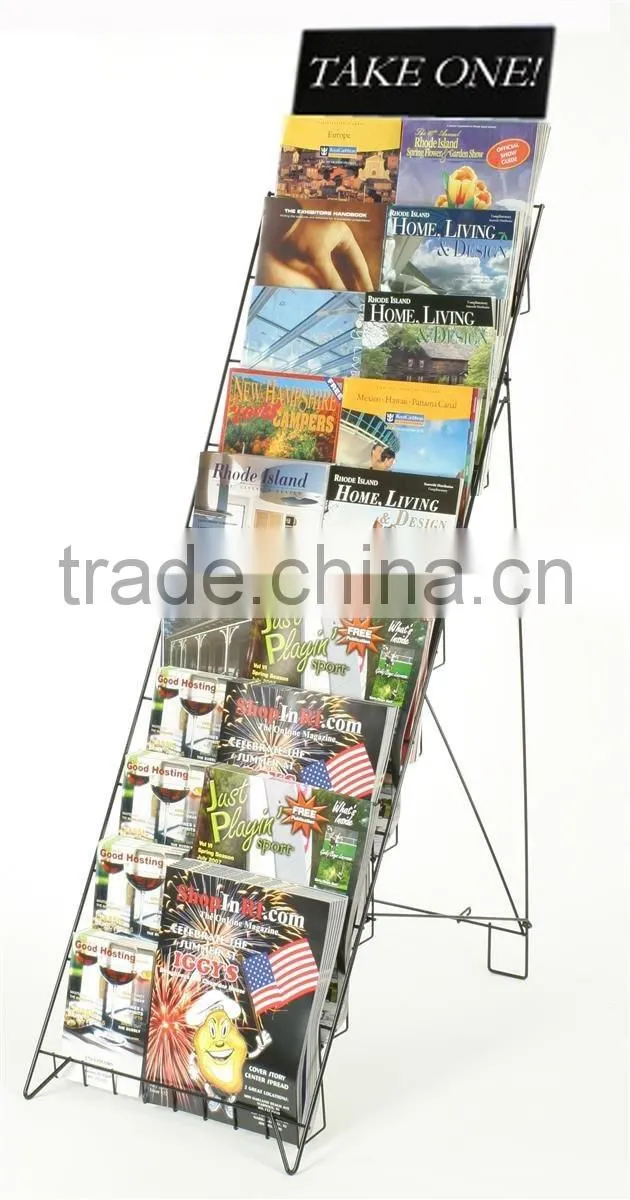 2016 new design wire newspaper display rack outdoor magazine rack