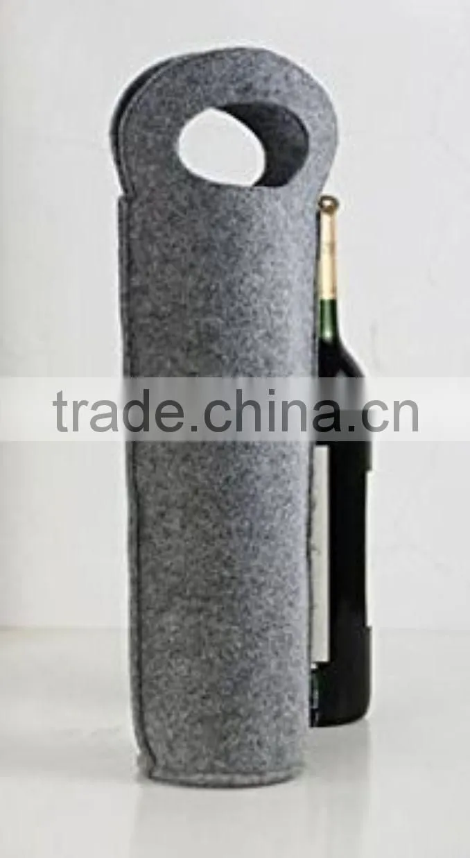 Light Gray Felt Single Bottle Wine Bag (TM-FT017)