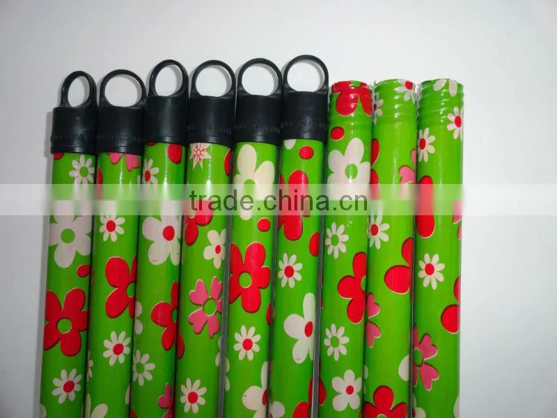 plastic broom with PVC coated wooden handle
