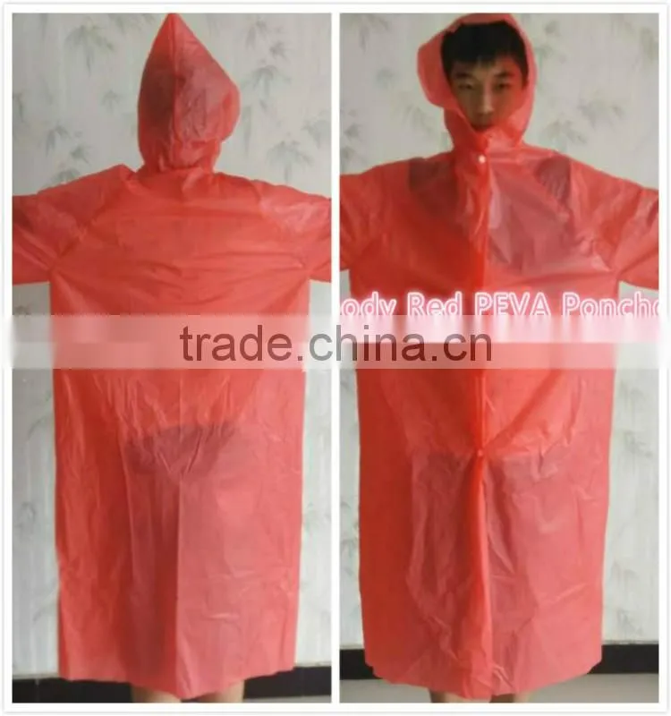 Waterproof portable kids PVC raincoat/rain poncho with hood and print