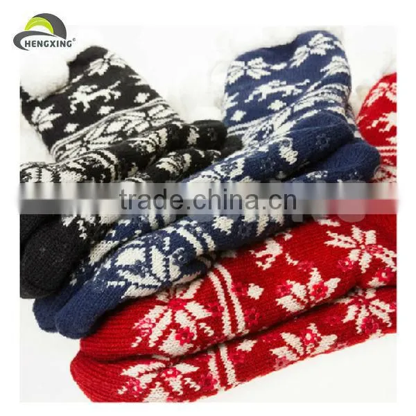 Knitted Long Young Girls Red Legging Tube Socks