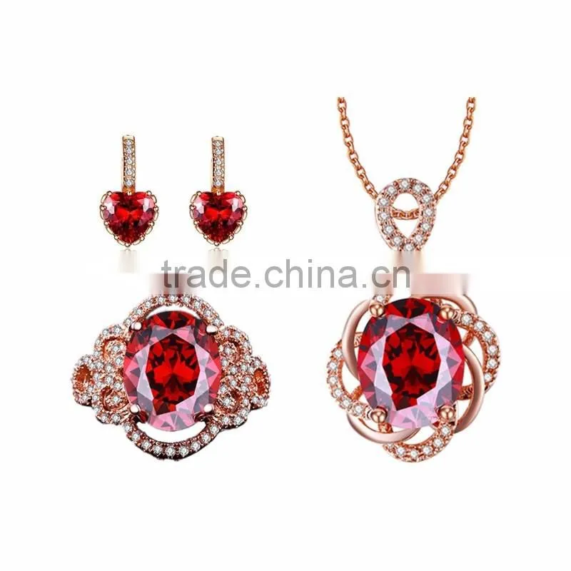 Fashion new design romantic beautiful jewelry set pure 925 sterling silver brass wedding rings cubic zircon wedding bands