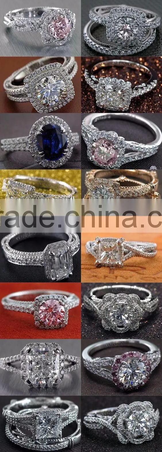 Simple design sterling silver jewelry sapphire large diamond engagement ring for women