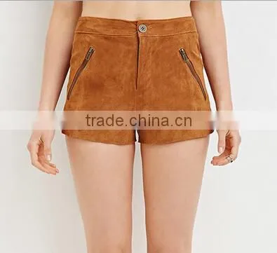 EY0579P Camel 100% Polyester Women Office Shorts 2016