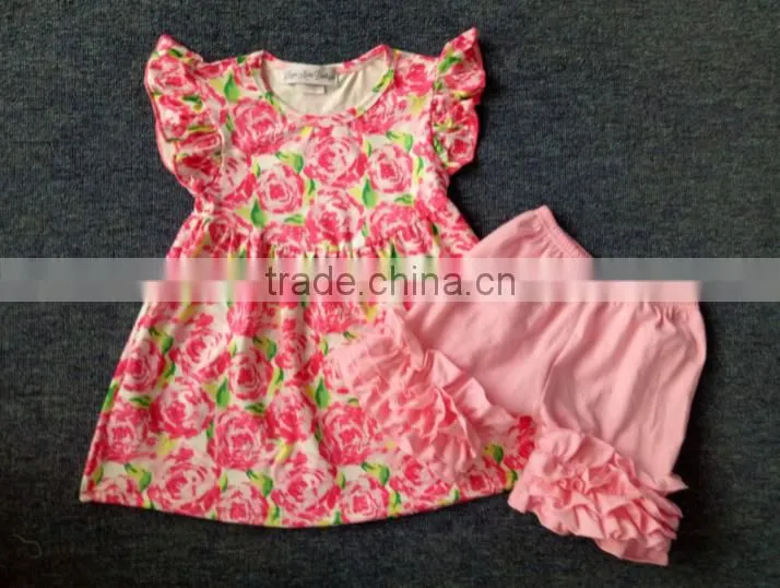 New Fashion Little Baby Cotton Outfit Western Girls Summer Clothing Set Tunic Toddler Girls Clothing Outfits