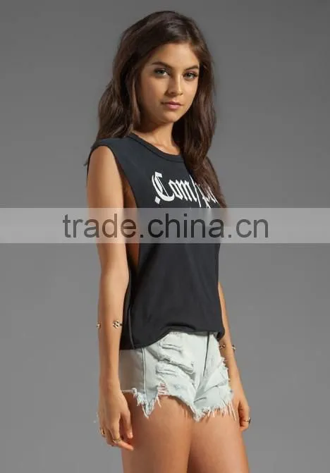 women dance graphic printing tank tops