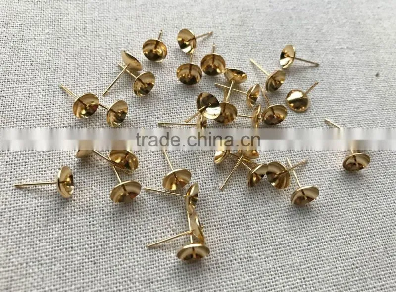 8mm Stainless steel DIY Stud Earrings Accessories Jewelry Making Findings Crossed Bowl-Shape Post Finding for Pearls Ball Bead