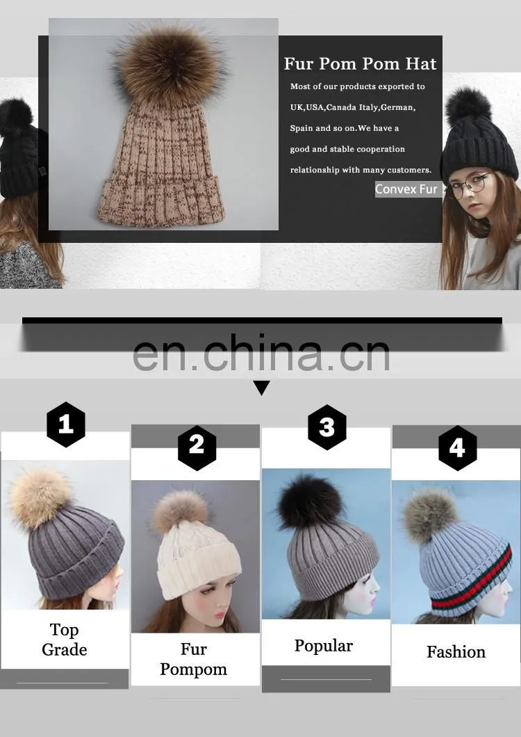 Fashion pattern pompon hat with lurex acrylic knitting hat with pompon
