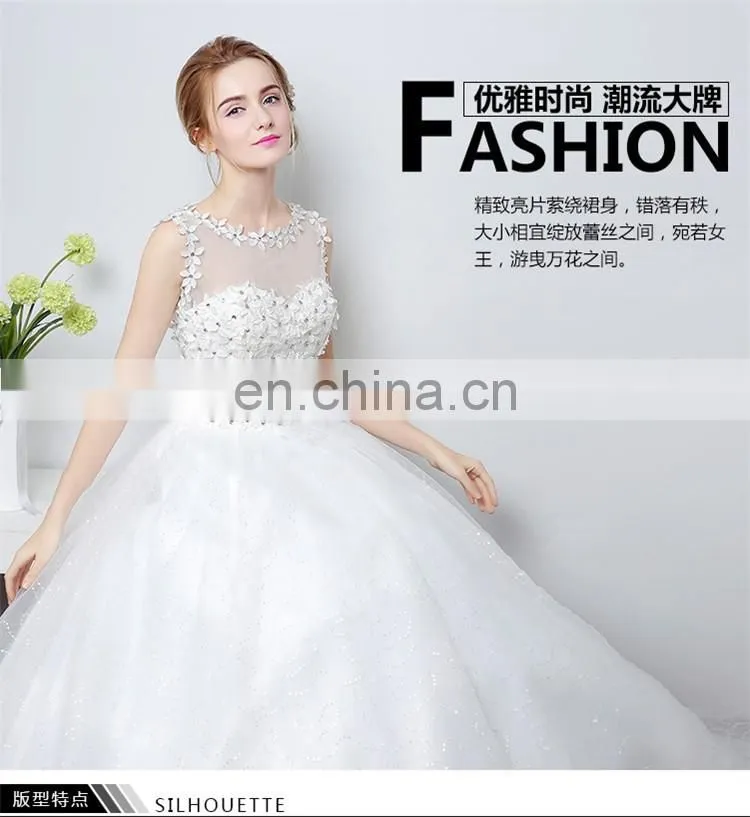 HS1607 Vintage Applique Sleeveless Customized Plus Latest Bridal Wedding Gown Design