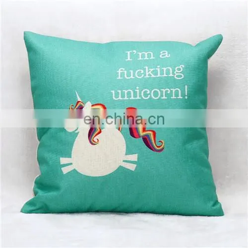 OEM Custom LOGO Colorful Cartoon Rainbow Unicorn Home Decor New Design Pillow Case Car Seat Cushion Cover