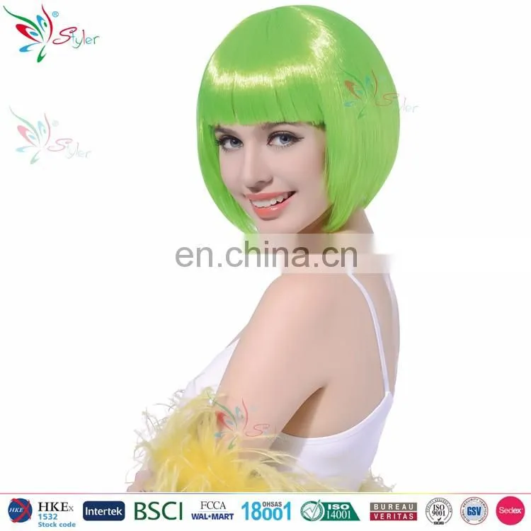 Styler Brand women 10 inch straight bob party hair wig halloween short black wig