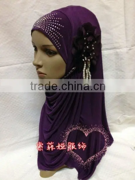 A564 professional PEARL hijab islamic head scarf FLOWER muslim hijab