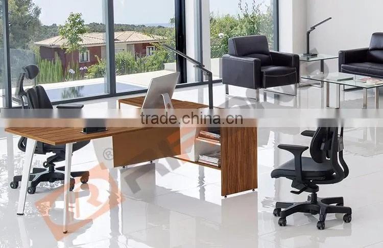 Modern home office furniture desk leather melamine wooden executive office counter desk with file cabinet