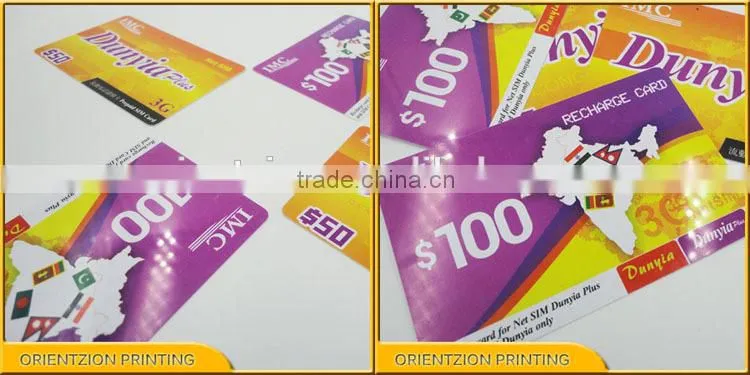 Professional quality plastic pvc scratch calling card with scratch panel