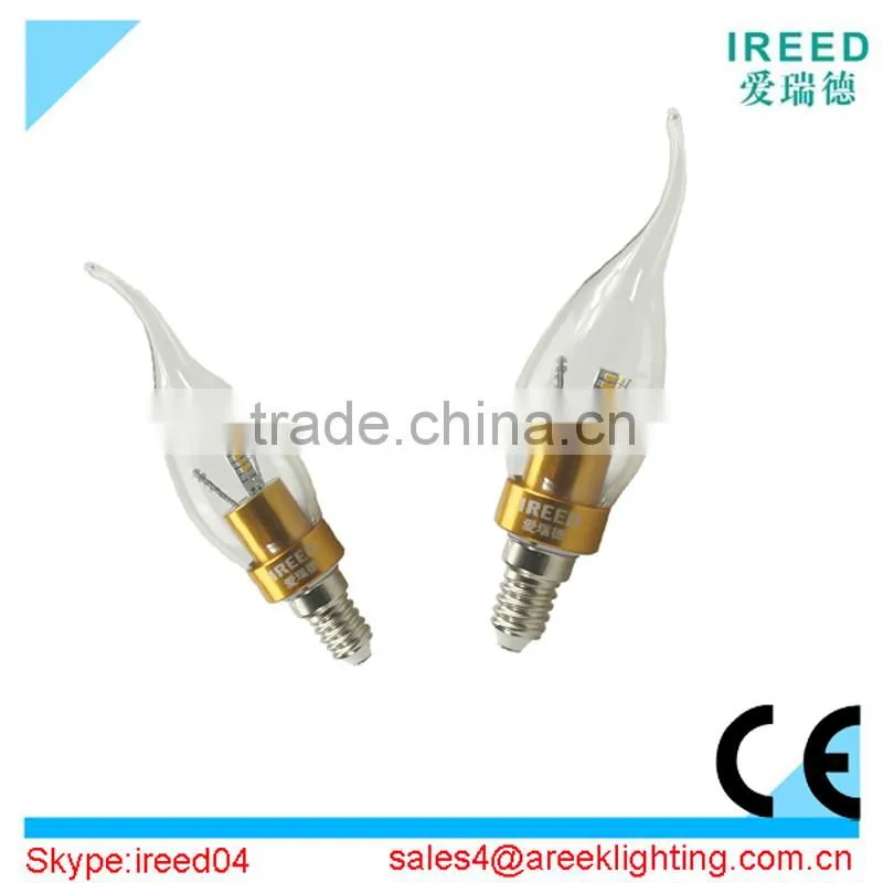 2014 hot sale 3W LED candle light with E14 base with ce rohs