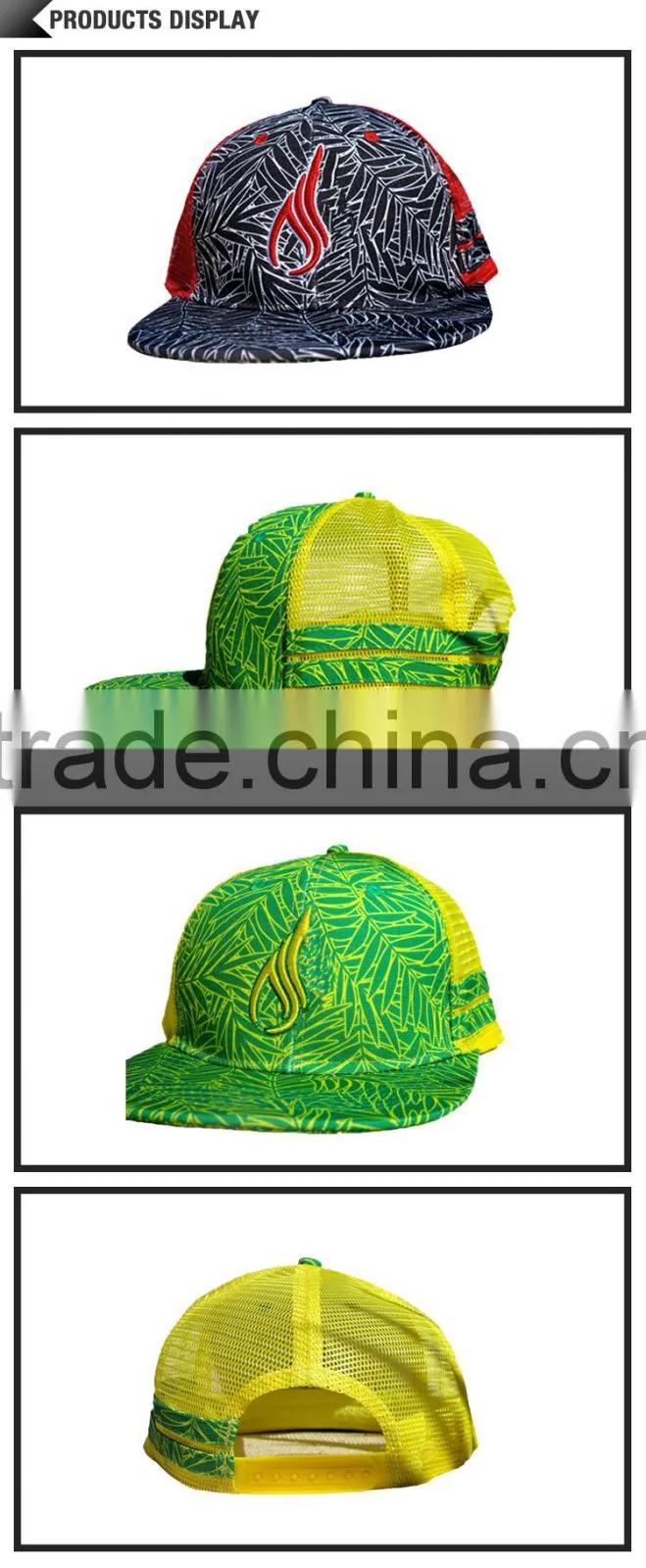 Custom kids hats to decorate bamboo printing summer caps for kids