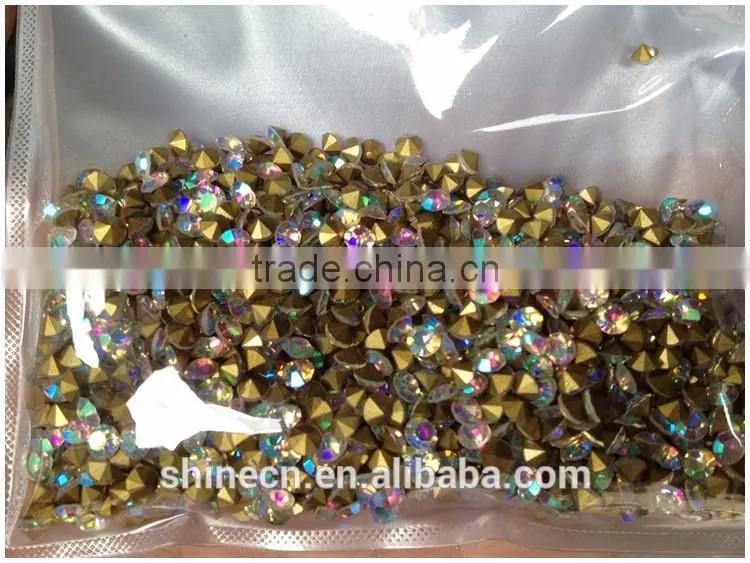 Cheap Crystal AB Color Beads Foiled Chaton colorful Pointback rhinestones