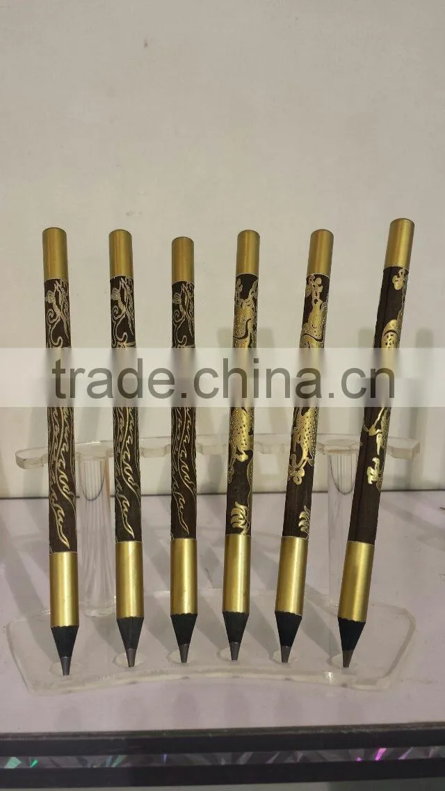 2014high quality 7inch black wood Heat transfer printing/revolving pencil available