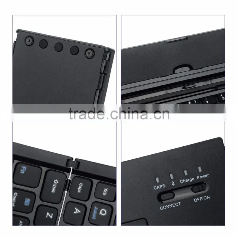 Vensmile Computer keyboard Foldable Portable Bluetooth Keyboard With Kickstand for Android Win10 Black Computer keyboard