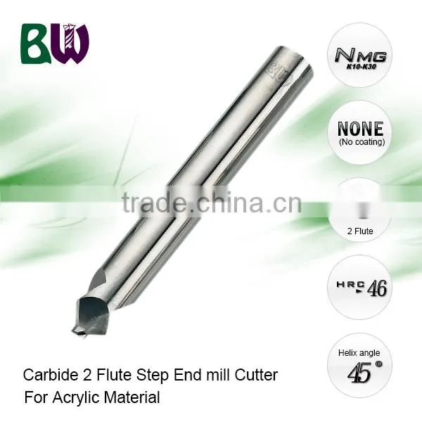 Solid Carbide 2 Flute Step End mill Cutter For Cutting Acrylic