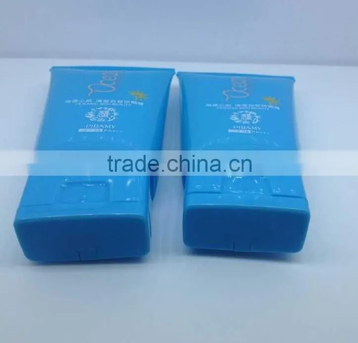 square cosmetic packaging with flip top cap for in sun protect lotion