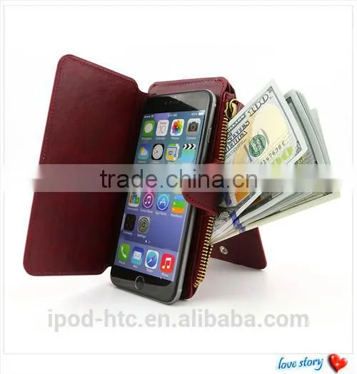 Women Style Wallet Leather Case With Mirror And Card Slots For Iphone 6