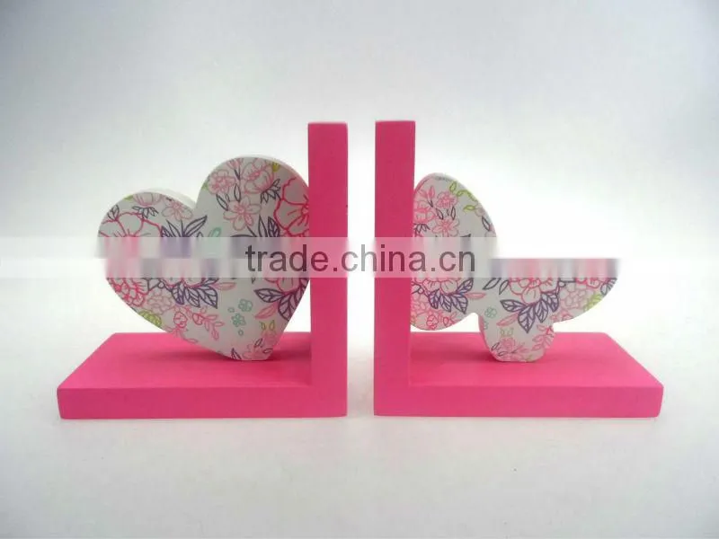 hearted decorative MDF wooden Bookends