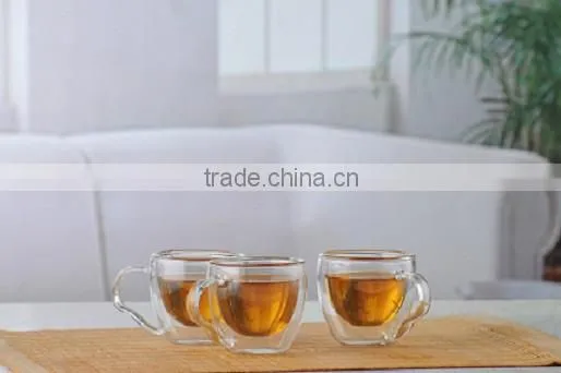 350ml handmade borosilicate double wall glass coffee cup