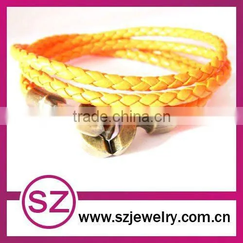 PUB0049 braided green leather vintage bracelet clasp