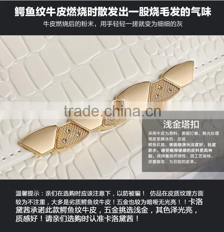 2016 New arrival women genuine leather wallet cowhide crocodile purse security ladies party clutches