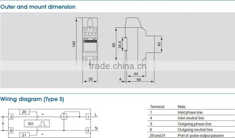 Pulset Din Rail Type Single Phase Energy Meter