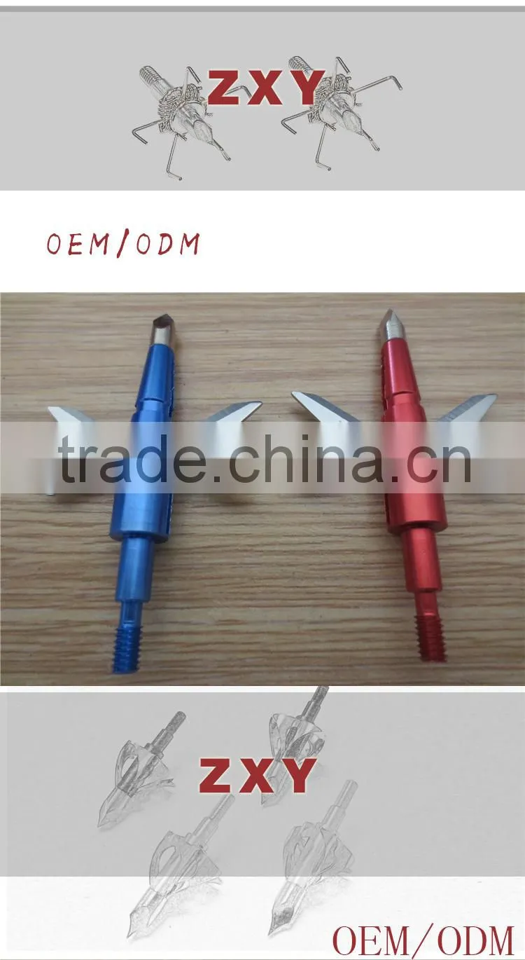 red Sharp Hunting Arrowheads, Stainless Steel Arrow Tips Arrowheads shape like Buffalo 100 grains Arrowheads