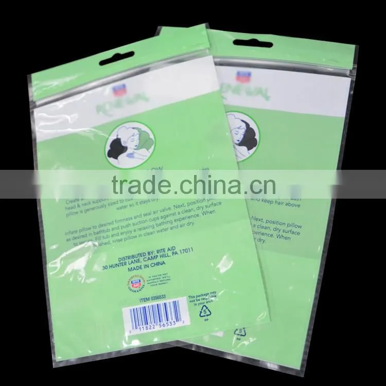 custom printing plastic laminated header zip lock bags with euro slot