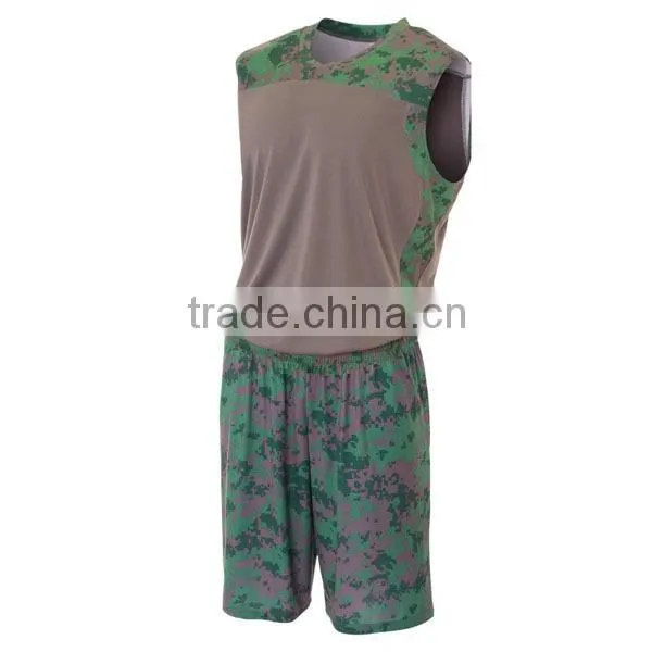 wholesale camouflage basketball uniform with sublimation and low moq