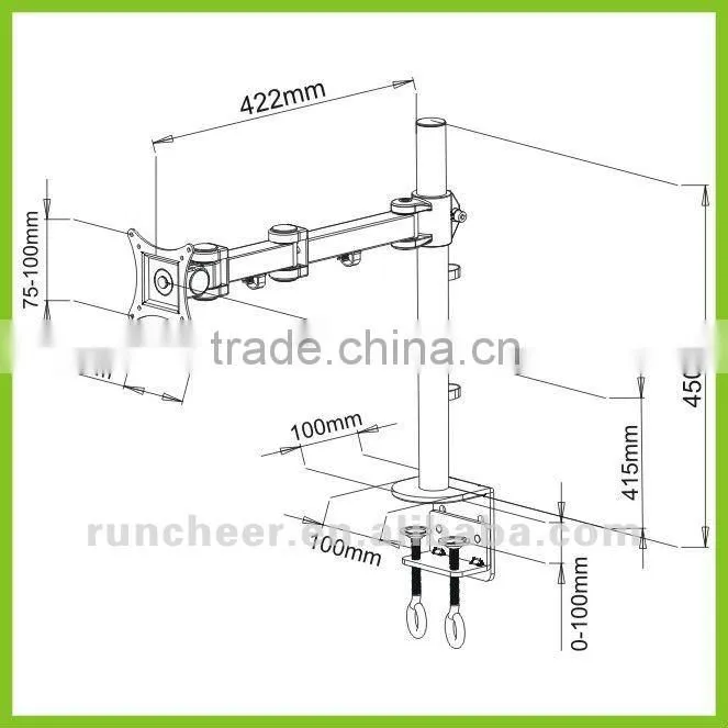 LCD352-S Articulating LCD Desk Mount for Single Monitor 13~27" inch Screen