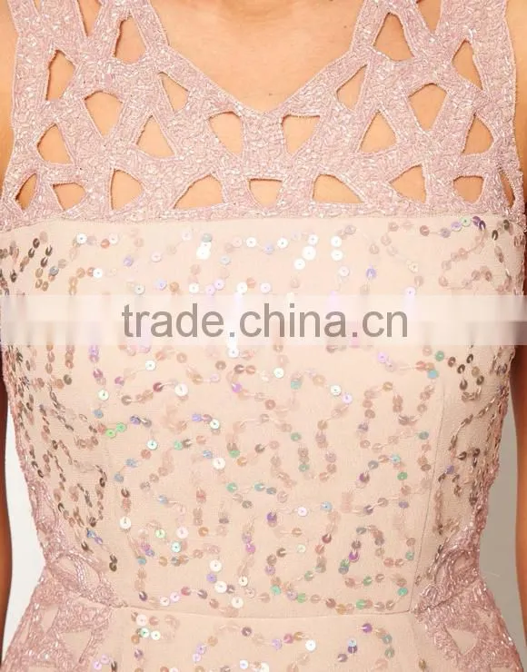 fashion sexy mini triming girls party dress