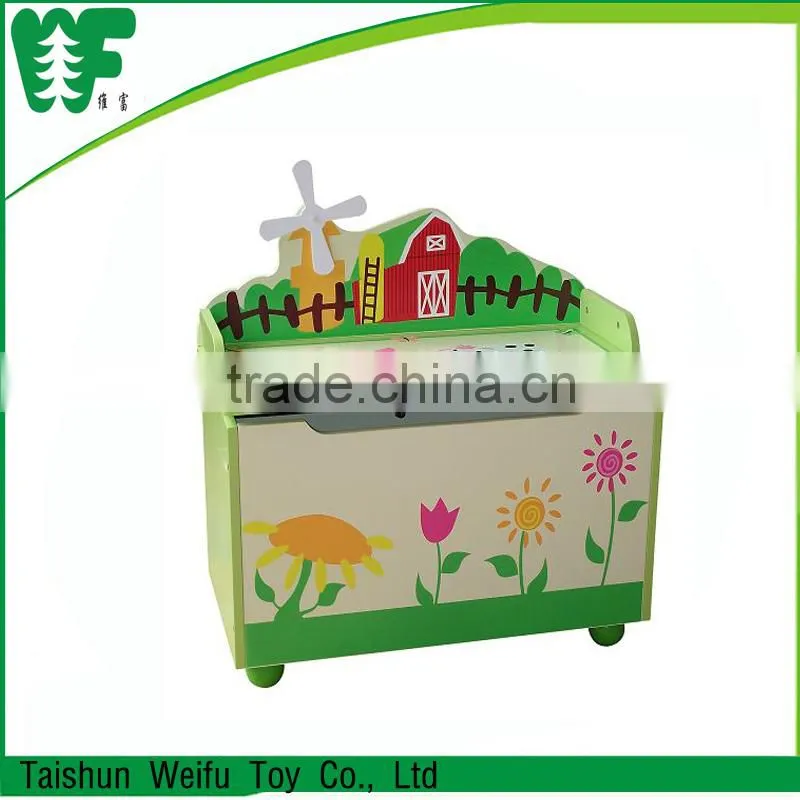 Children wooden toy box hand painted