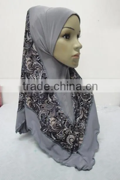 H285 new style one piece hijab with prints