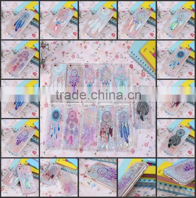 Beautiful Quicksand Phone Case Liquid Style Transparent Back in Colorful PC Case
