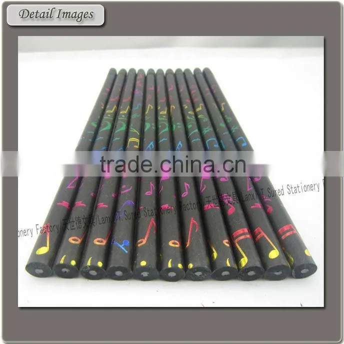 Black Wood Musical Note Design HB Pencil With Eraser