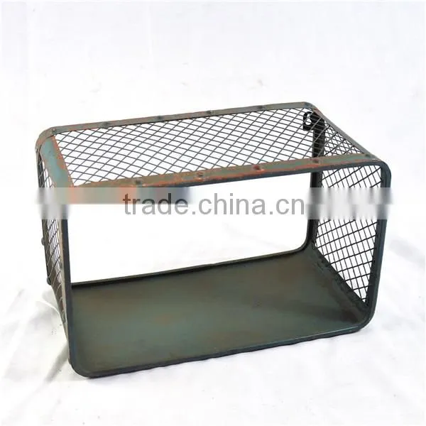 Industrial antique metal wire rounded shelf for wall organizer