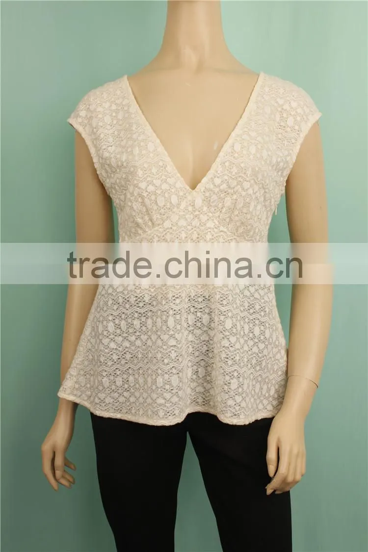 2016 S/S New design sleeveless cotton fabric summer ladies blouse image