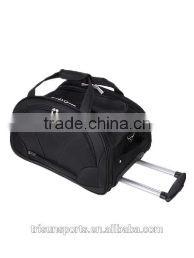 fashion black polyester rolling duffel bag with trolley super light