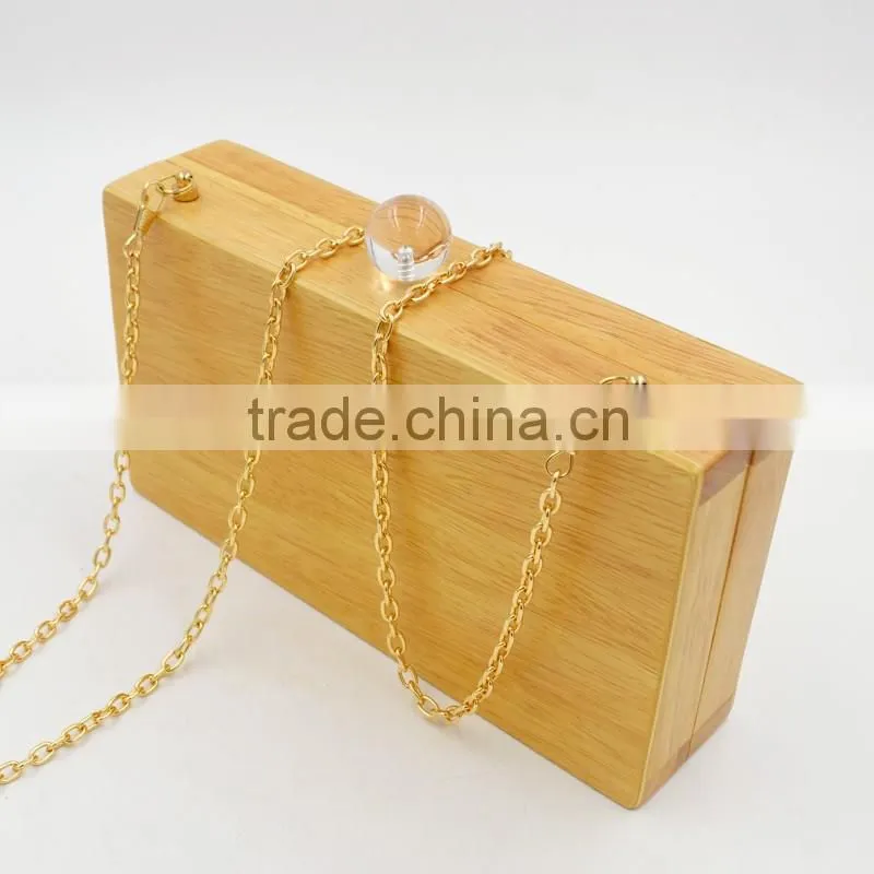 custom national style wooden purse eveing bag wood clutch