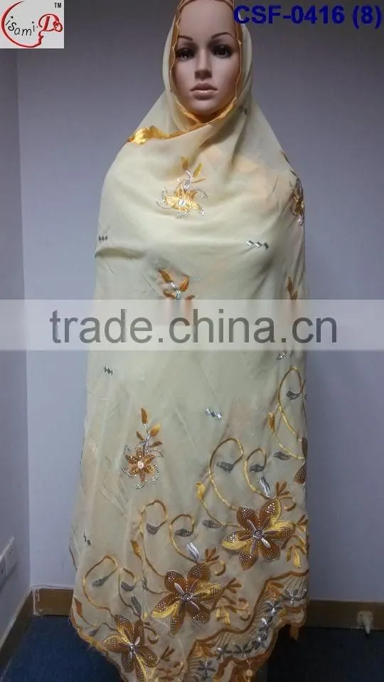 SCF-0416 High popular hot fashion ladies scarf with fancy design good quality for African women wedding party decoration