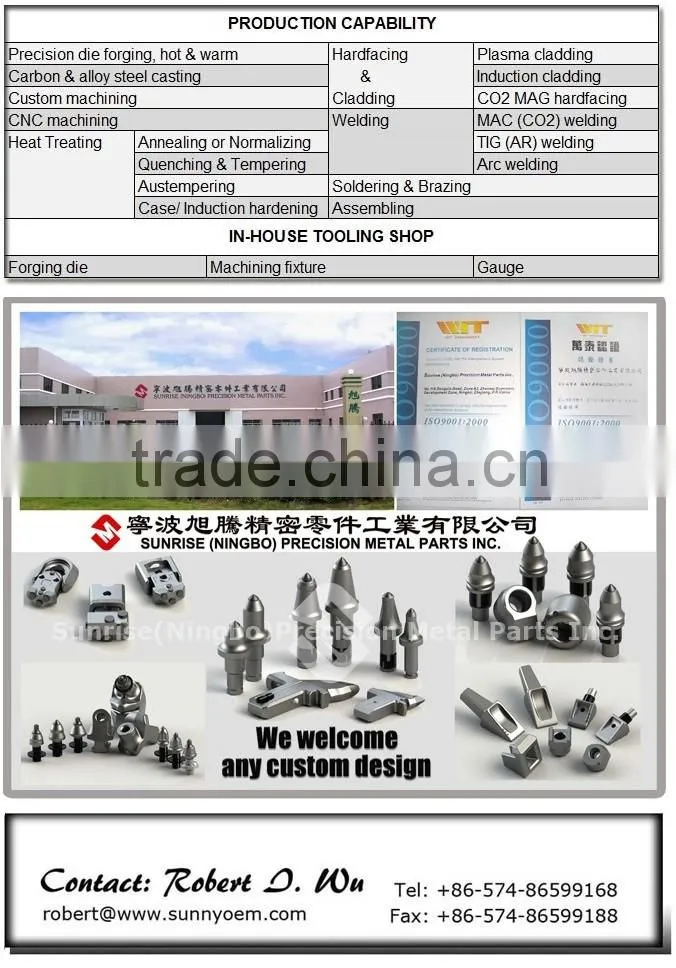 CM61 14mm Rotary bit round shank piling rig drill trench cutter tooth