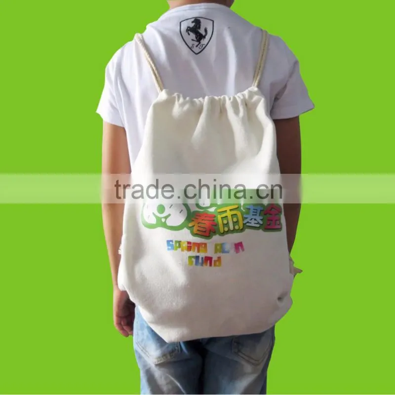 wholesale cotton children bag drawstring school backpack