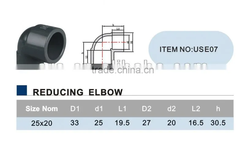 water fitting YongGao Co. PVC Reducing Elbows for 2014 New Products