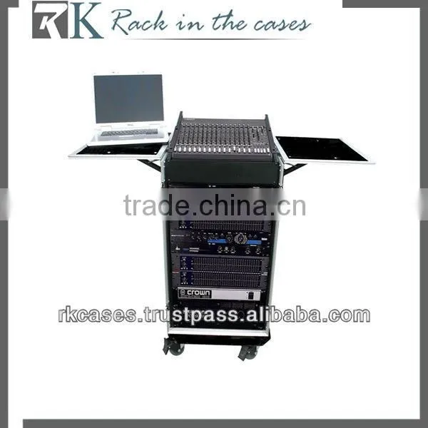 RK aluminum rack case,10U slant mixer rack/16u vertical rack system with caster board and removable covers