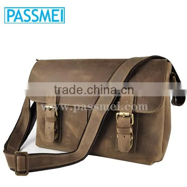 Men Genuine Leather Cowhide Vintage Crossbody Messenger Shoulder Bag